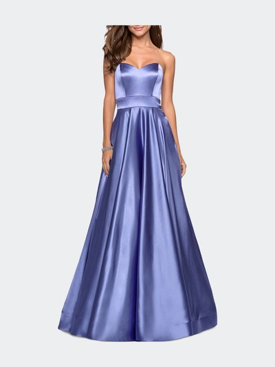 La Femme Strapless Metallic Prom Gown with Empire Waist product