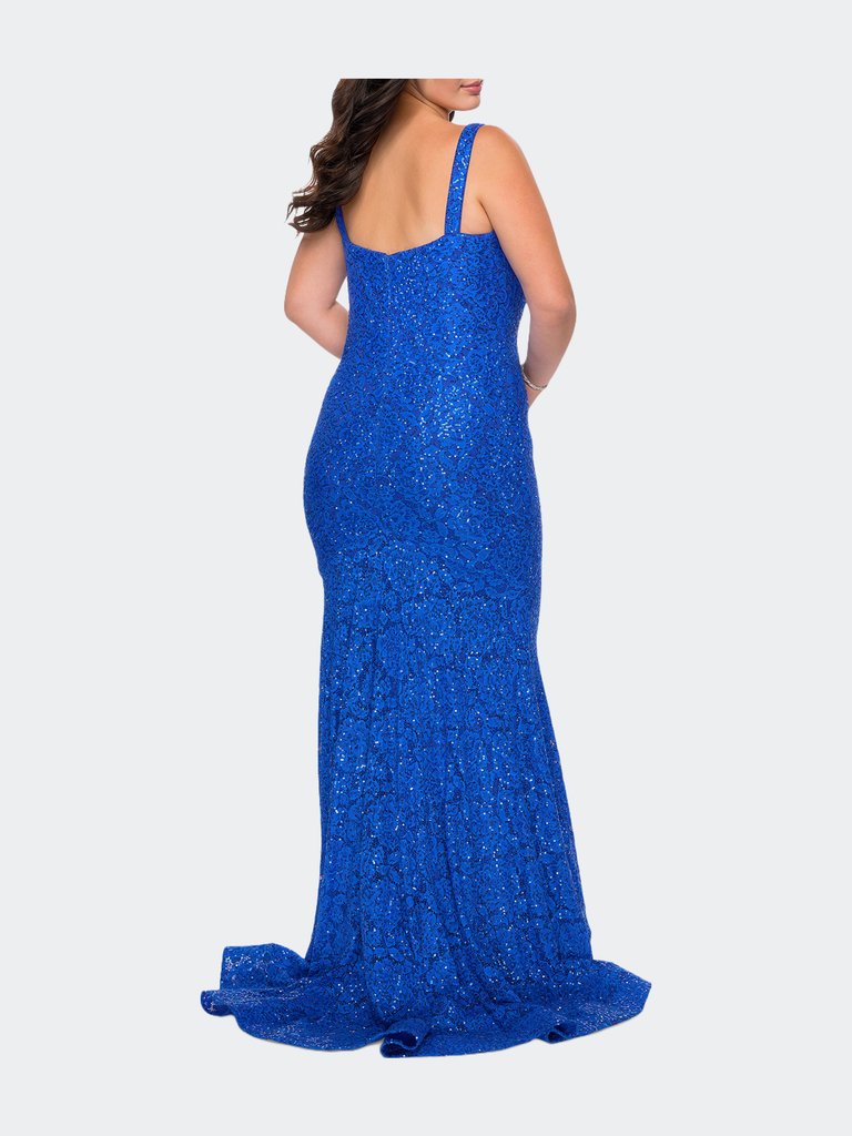 Stretch Lace Curve Dress with Rhinestones