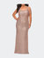 Stretch Lace Plus Size Dress With Criss Cross Back - Rose Gold