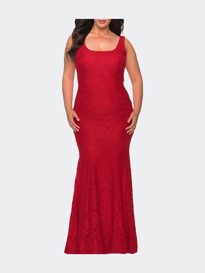 La Femme Stretch Lace Plus Size Gown with Beading product