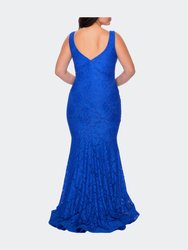 Stretch Lace Plus Size Gown with Beading