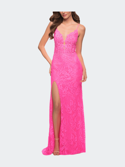 La Femme Stretch Lace Prom Dress product