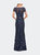 Stunning Beaded Long Gown with V Neckline