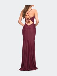 Stunning Luxe Jersey Dress with Deep V Neckline