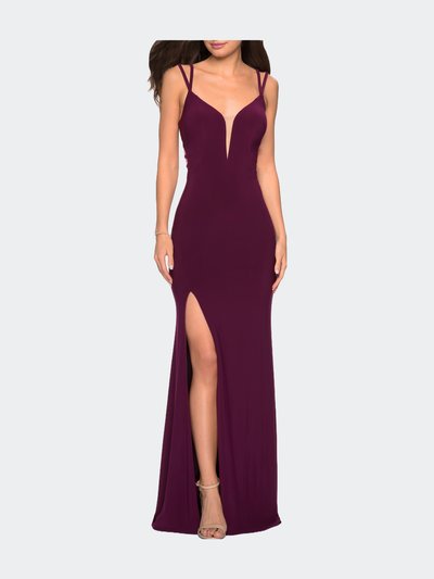 La Femme Sultry Long Dress with Intricate Strappy Back product