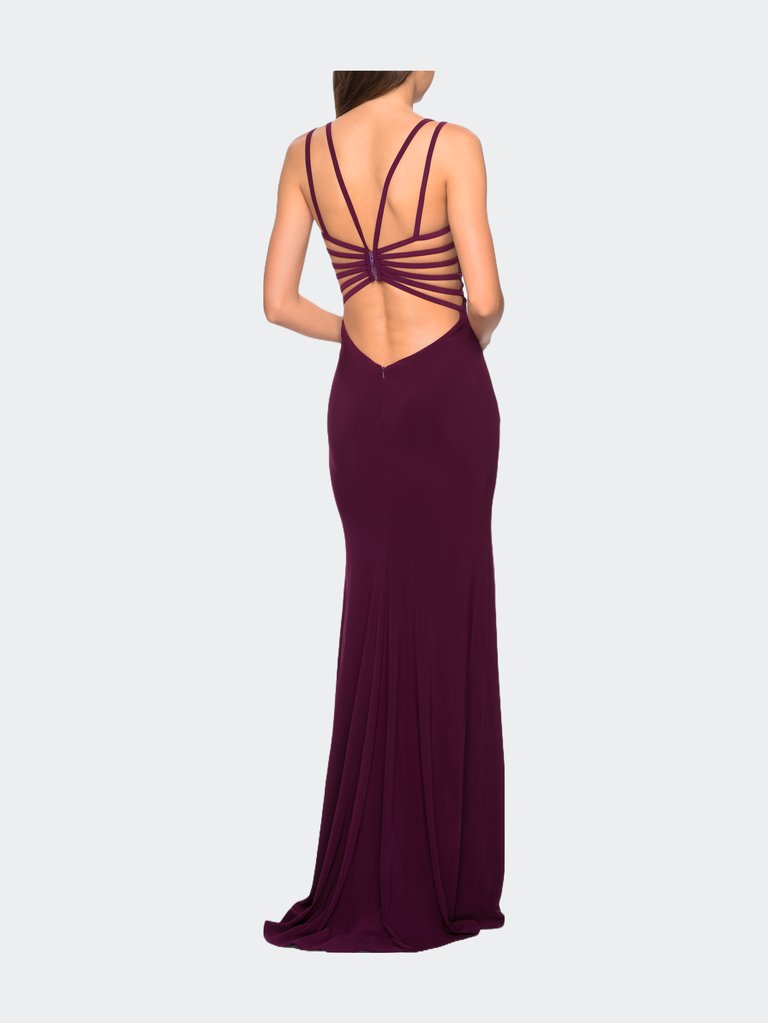 Sultry Long Dress with Intricate Strappy Back