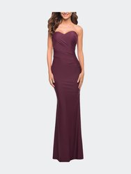 Sweetheart Strapless Gown with Side Ruching - Dark Wine