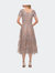 Tea Length Mother of the Bride Dress with Short Sleeves