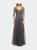 Tulle A-line Evening Dress with Beading - Gunmetal