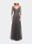 Tulle A-line Evening Dress with Beading - Gunmetal