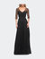 Tulle A-line Evening Dress with Beading - Black