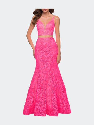 La Femme Two Piece Gown with Mermaid Skirt and Sheer Sides product