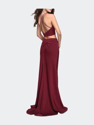 Two Piece Jersey Prom Dress With Wrap Style Ruching