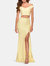 Two Piece Off the Shoulder Sequin Lace Prom Dress  - Pale Yellow