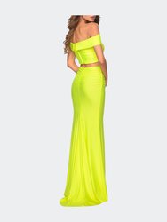 Two Piece Prom Dress With Off the Shoulder Top - Neon
