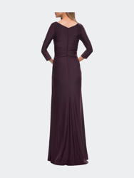 Ultra Soft Jersey Long Dress with Three-Quarter Sleeves