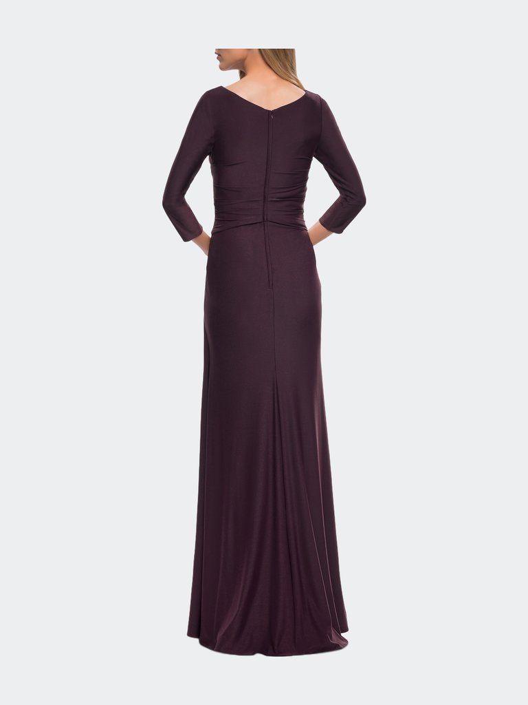 Ultra Soft Jersey Long Dress with Three-Quarter Sleeves