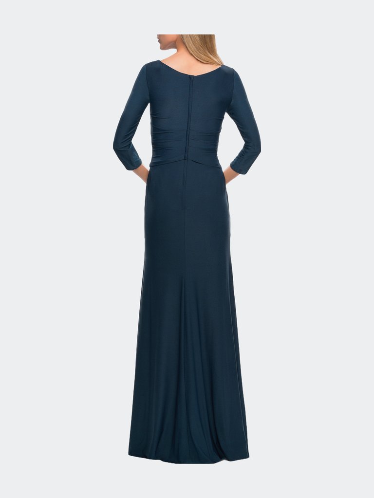 Ultra Soft Jersey Long Dress with Three-Quarter Sleeves