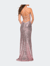 Unique Pink And Silver Sequin Long Evening Dress
