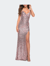 Unique Pink And Silver Sequin Long Evening Dress - Pink/Silver