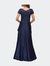 V-neck Jersey Floor Length Gown with Short Sleeves