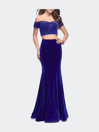 La Femme Velvet Two Piece Prom Dress with Beading product
