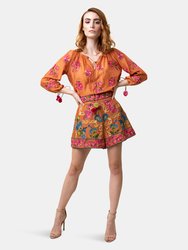 Dora Embroidered Shorts - Orange