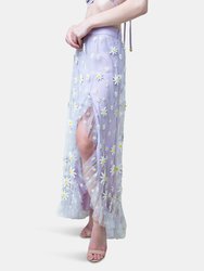 Lavender Daisy Embroidered Skirt