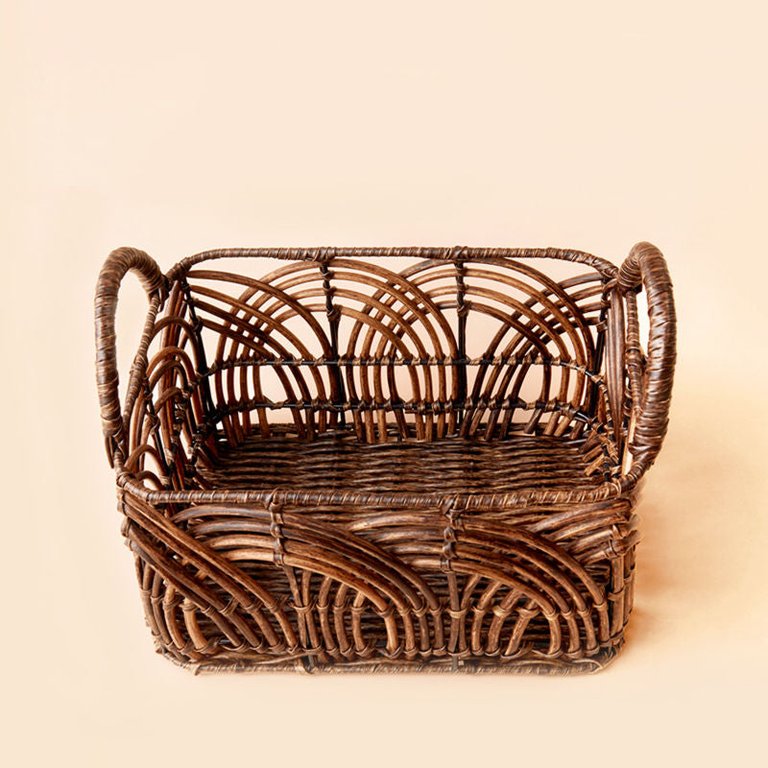 Antibes Hand Woven Storage Basket - Dark Brown