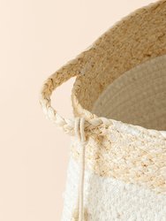 Blois Ivory Cotton Rope & Corn Skin Laundry Basket