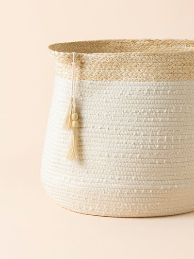 La Jolie Muse Blois Ivory Cotton Rope & Corn Skin Laundry Basket product