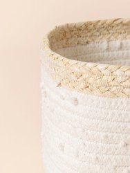 Blois White Cotton Rope & Corn Skin Storage Baskets Set of 3