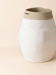 Bories Cotton Rope Laundry Basket -  White / Flaxen