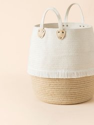 Giverny Off White & Jute Cotton Rope Laundry Basket