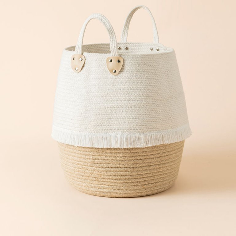 Giverny Off White & Jute Cotton Rope Laundry Basket