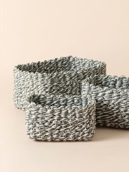 Gordes Gray White Paper Rope Storage Baskets - Gray White