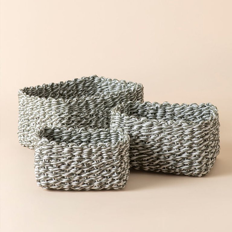 Gordes Gray White Paper Rope Storage Baskets - Gray White