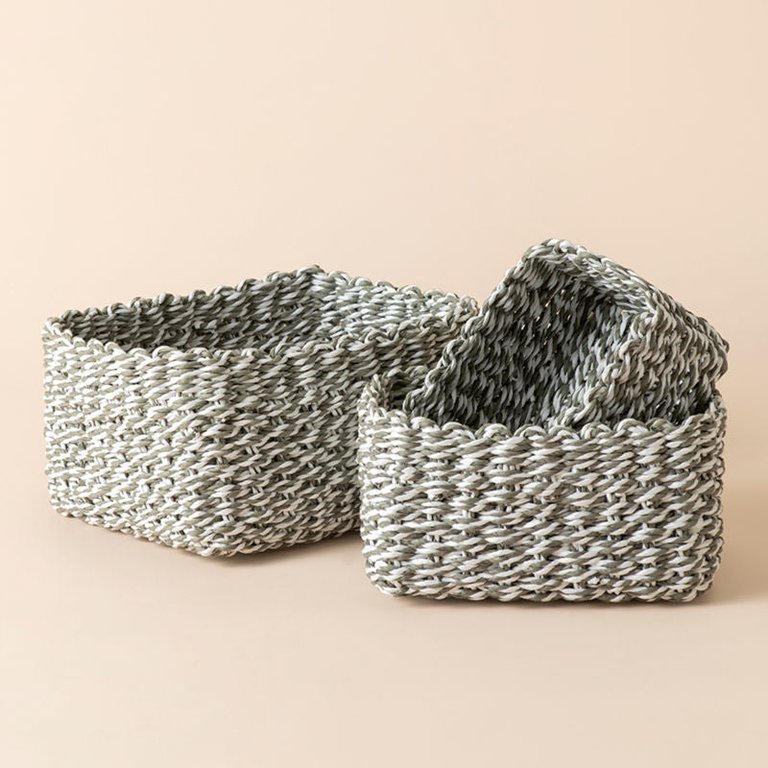 Gordes Gray White Paper Rope Storage Baskets