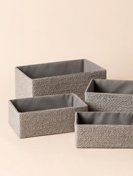 Havre Gray Paper Rope Storage Baskets Set of 4 - Grey