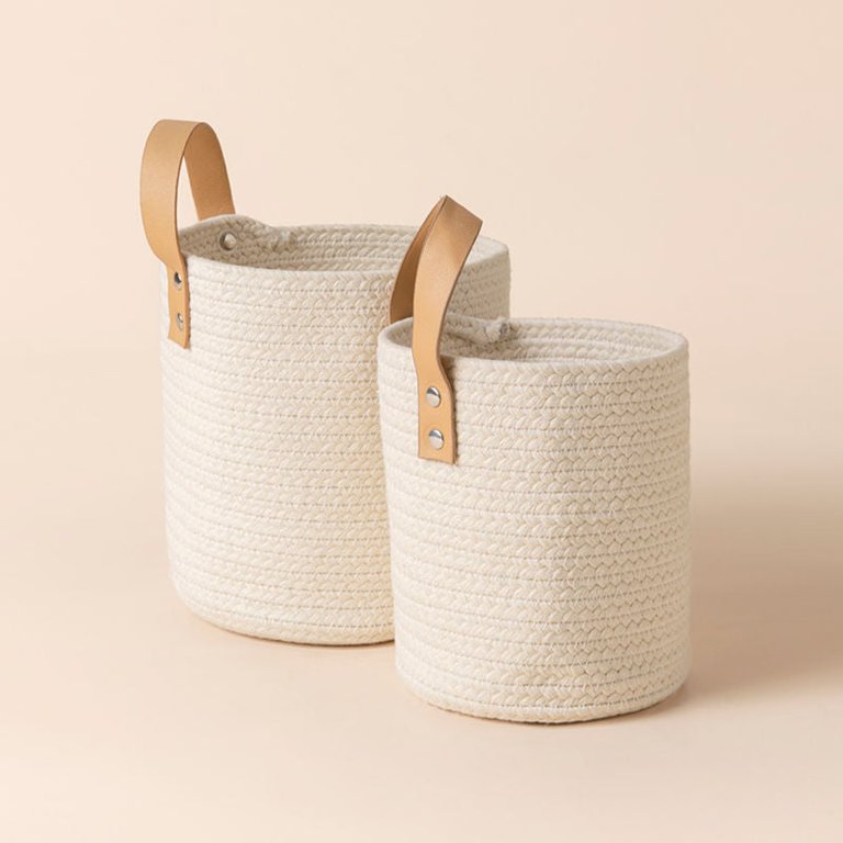 Heric Cotton Rope Storage Baskets Set of 2 - Beige