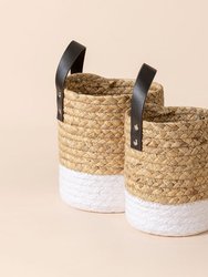 Heric Water Hyacinth And Paper Weaving Storage Baskets Set of 2