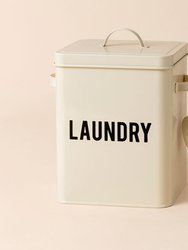 Laundry Beige Metal Storage Tin - Tan