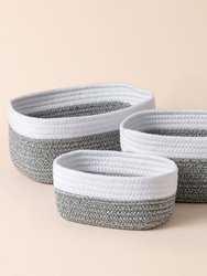 Montrésor Gray & White Cotton Rope Storage Baskets - White & gray