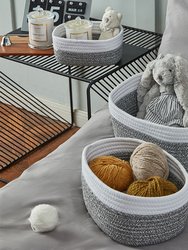 Montrésor Gray & White Cotton Rope Storage Baskets