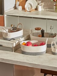 Montrésor White & Dark Gray Cotton Rope Storage Baskets