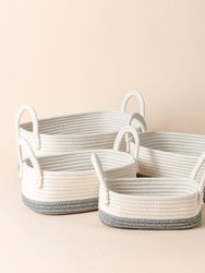 Montrésor White & Dark Gray Cotton Rope Storage Baskets - White