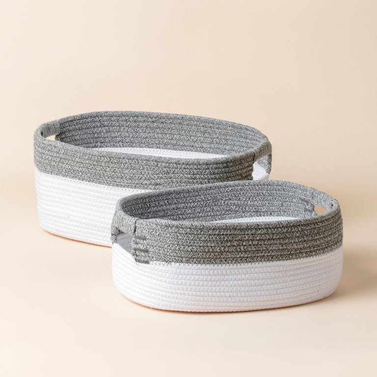 Montrésor White & Gray Storage Baskets - White & gray