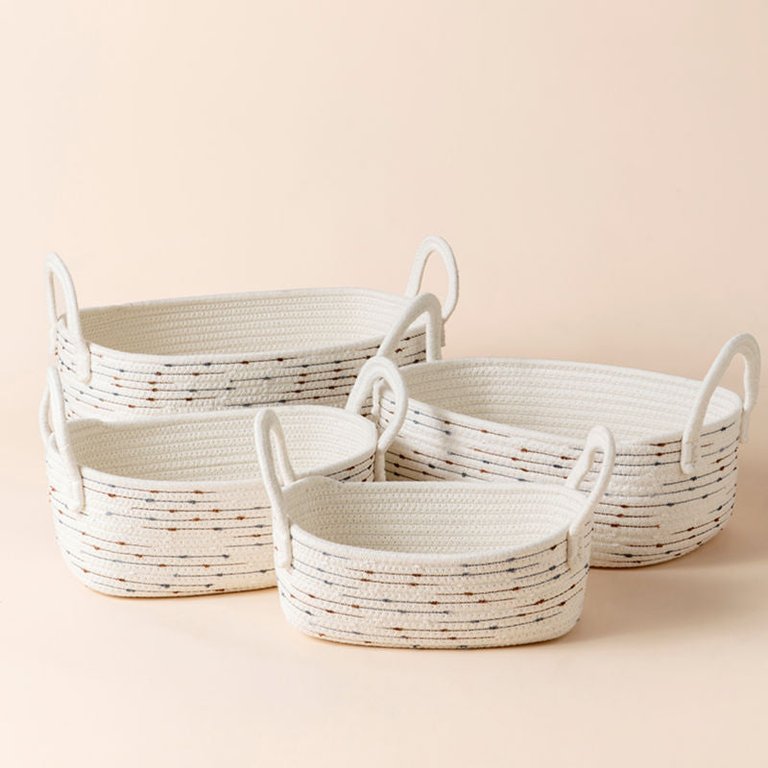 Montrésor White & Tiny Spot Cotton Rope Storage Baskets - White