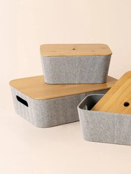 Nonza Gray Bamboo Storage Baskets - Gray