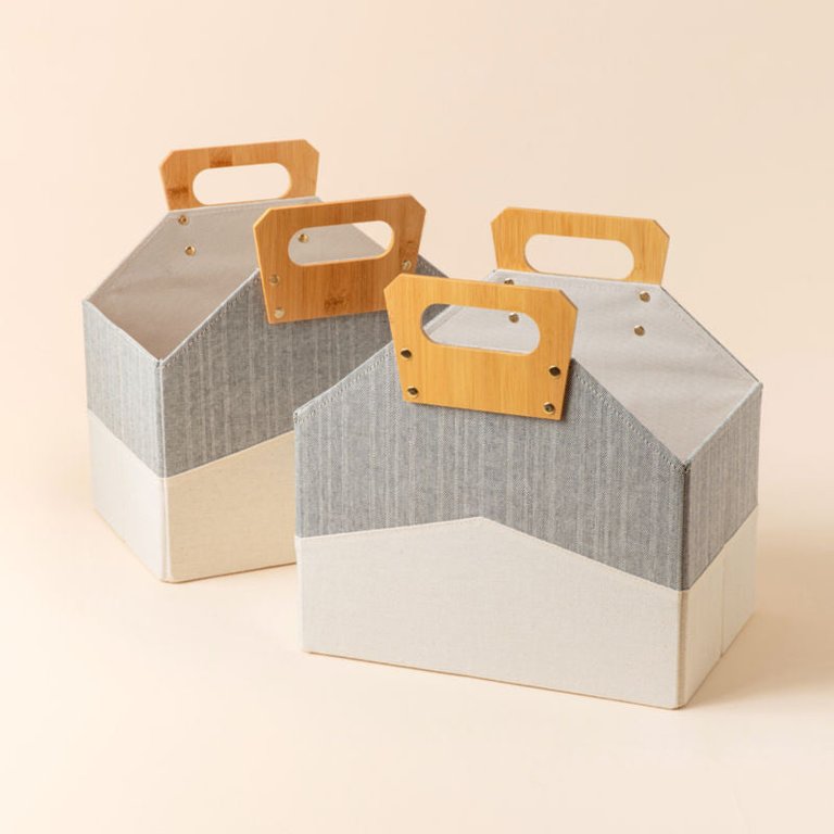 Nonza Gray Modern Magazine Rack Storage Baskets - Gray